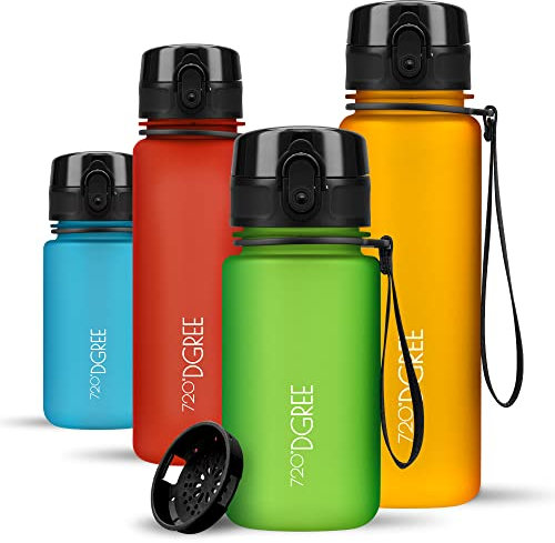 720°DGREE Trinkflasche Kinder 350ml “uberBottle“ softTouch +Sieb - Auslaufsicher, BPA-Frei - Flasche für Kindergarten, Schule, Mädchen & Jungs ab 3 Jahre - Kleine Wasserflasche Leicht, Stoßfest