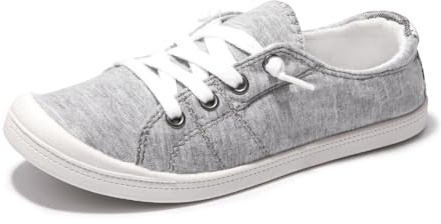 Women's Slip On Canvas Sneaker Low Top Casual Walking Shoes Classic Comfort Flat Fashion Sneakers (Grey 06)