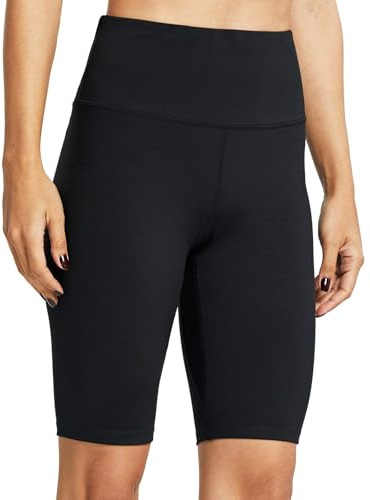 ZUTY 10/ 5 Biker Shorts Women High Waisted with 2 Hidden Pockets Workout Athletic Compression Yoga Long Shorts Black L