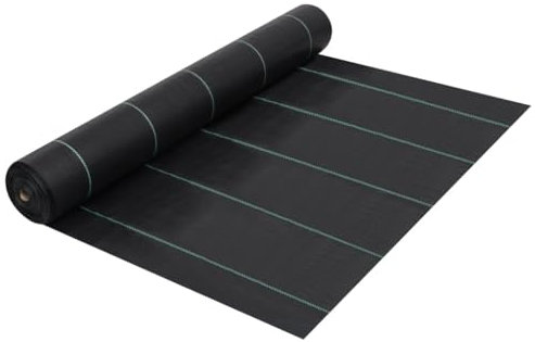 vidaXL Estera de Control de Malezas y Raíces Membrana Jardín Patio Barrera Malla Hierba Abono Cubierta Revestimiento Protección PP Negro 2x50 m
