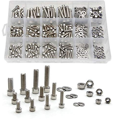 345 stücke M5 / M6 / M8 Edelstahl Runde Säule Sechskantkopf Zylinderschraube Locknut Nut Bolzen Waschmaschine Sortiment Kit DUO ER
