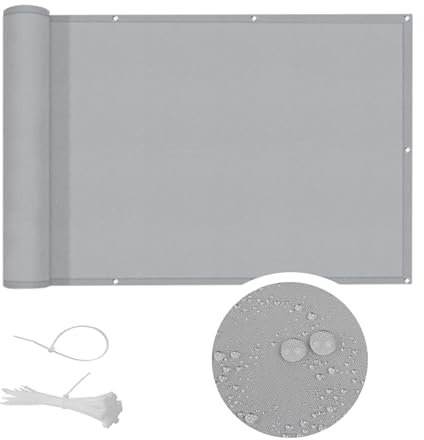 COOL AREA Balkon Sichtschutz 75x300cm Balkonverkleidung UV-Schutz PES Balkonabdeckung wetterfester mit Kabelbinder,Schutz vor neugierigen Blicken,Grau