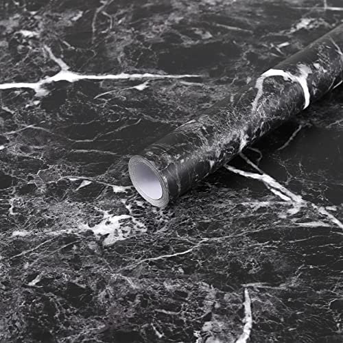 Hode Möbelfolie Furniture Film Schwarz 40X300cm Selbstklebend Marmor für Küche Möbel Wasserdicht