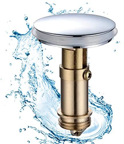 Click Clack Tapón de Resorte Desplegable - Repuesto para Fregadero de 36 mm - Drenaje para Cocina, Baño, Lavabo (Latón Macizo Chapado en Cromo)