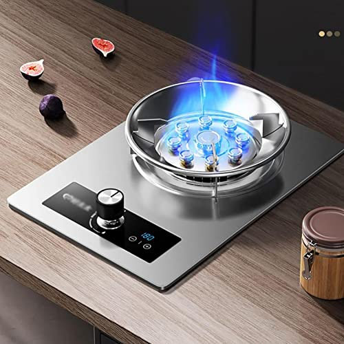 IBOWZ Plaque de Cuisson Gaz Table de Cuisson à gaz 7.0KW 9 cavités Fierce Fire Home Cuisine Cuisinière intégrée,minuterie Intelligente de 180 Minutes,Niveaux de Puissance Multiples,Verrouillage de
