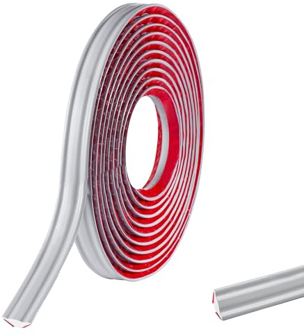 5M PVC Abschlussleiste Selbstklebende für Arbeitsplatten Küche, Ecken, Fliesen, Abschlussprofile, Winkelleiste Eckfugen abdichten Wandabschlussleiste,19mmx10mm Grau