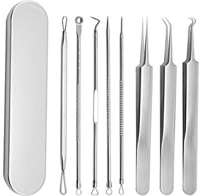 DUBUSH Mitesser-Entferner Komedonen-Extraktor Mitesser-Akne-Entferner-Set Professionelle Edelstahl Mitesser-Extraktions-Tools Pickel Popper Tool Kit für Nase und Gesicht