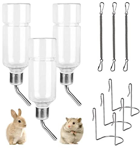 3 Stück Trinkflasche Kaninchen, Vegena 350 ml Nager Trinkflasche Automatischer Hängende Haustier Wasserflaschen Nagertränke Keine Tropf für Kleintiertränke Meerschweinchen Chinchillas Hamster