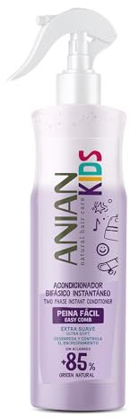 ANIAN KIDS - Acondicionador Bifásico Peina Fácil, 400 ml, Ideal para Niños, Acondicionador sin Aclarado, Desenreda y Facilita el Peinado, Suavidad y Brillo Instantáneo