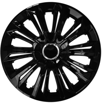 Luckyberg Radkappen 16 Zoll Strong | Radzierblenden 4er-Set für die meisten Automarken und Stahlfelgen, Zierkappen in vielen Farben. Felgenabdeckung für Autofelgen. (16 - SCHWARZ LACKIERT)