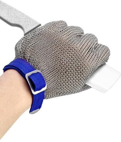 QWORK® Guanti Antitaglio - Protezione di Livello 5 - Acciaio inossidabile 316L - Guanti da Lavoro Alte Prestazioni per Cucina, Giardino e Falegnameria (L, 1 Pezzo)