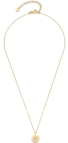 JEWELS BY LEONARDO Halskette Ciao Senna • feine Spiegel-Anker-Kette aus goldfarbenem Edelstahl • Anhänger mit Sonnen-Motiv und kleinem Glaskristall • 42-47 cm Länge • Damen Schmuck • 023800