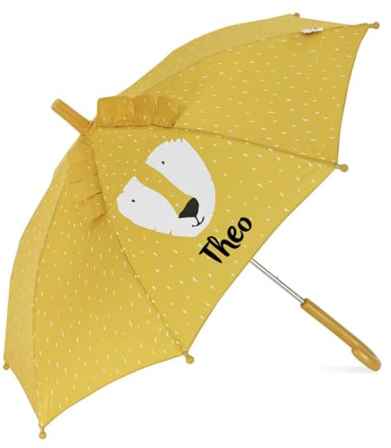 Personalisierter Kinderregenschirm mit Namen, Trixie Löwen-Design, Ideal für kleine Kinderhände, Stockschirm für Kinder, Kinderfreundliches Öffnen und Schließen, personalisierbar mit Namen