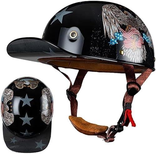 Motorrad Halbschalen Halbhelm Halbschalenhelm Baseballmütze-Helm Baseball Cap Motorradhelm Mit ECE-Zulassung Cruiser Chopper Scooter Helm Für Bike Cruiser Chopper Moped Scooter(5,2XL(63~64CM))