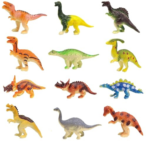 Dinosaurier Spielzeug Set - 12 Mini Figuren für Kinder, Realistische Tiere, Party Spielzeug für Jungen und Mädchen