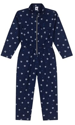 Petit Bateau Girl's A0CMJ Long Jumpsuit, Blue/White, 10 Years