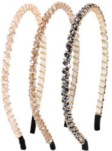 BOOMTOP 3pcs Strass Haarreifen Dirndl Trachten Haarschmuck Schmale Kristall Stirnbänder Glitzer Strass Haarband Damen Mädchen Metall Prinzessin Haarreif für Hochzeit Kommunion Karneval Geburtstag