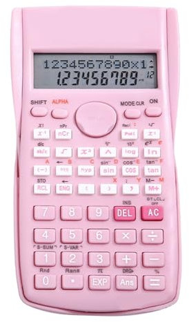 Vetenskaplig miniräknare, 12 siffror, 240 funktioner, multifunktionell miniräknare med stor skärm och skjutbart hårt omslag (Sakura rosa)