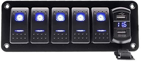 MUEOSI Panneau de Commutation Marche/arrêt avec Double Port USB, for Bateau, Voiture, Camping-Car Tableau électrique