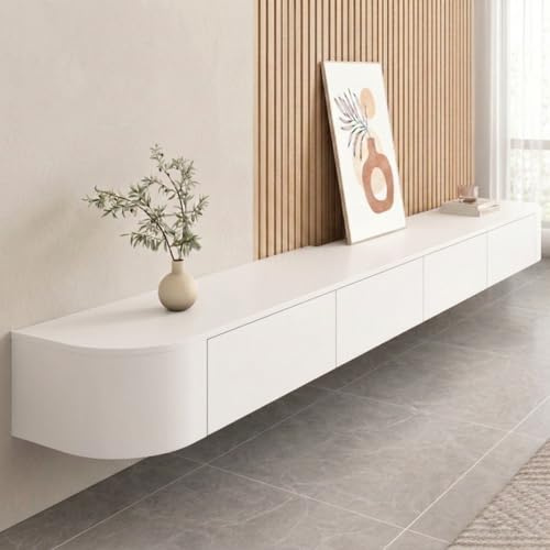 MIMRTIMI TV-Schrank weiß,Lowboard hängend,Schwebender Fernsehschrank,Sideboard Hängeschrank Fernsehtisch für Wohnzimmer, Schlafzimmer, Esszimmer