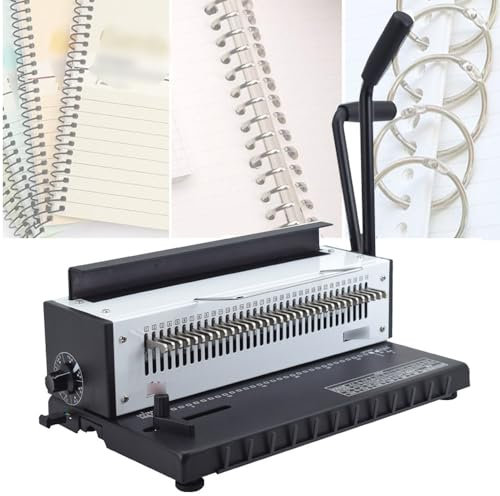 Eisenringbindemaschine, Hochleistungs-Buchbindemaschine mit 34 quadratischen Löchern und freiem Einstellloch, 130-Blatt-Bindung und 12-Blatt-Stanzung, einfaches Binden ohne Belastung, für das Büro