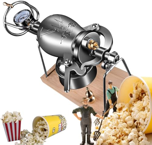 SFQEVHRZ Popcorn machine， 304 Stainless Steel Popcorn Maker, Pellet Amplifier Old Fashioned Home Mini Popcorn Popper, Dual Pressure Valve Popcorn Machine, Retro Popcorn Maker(268ML)