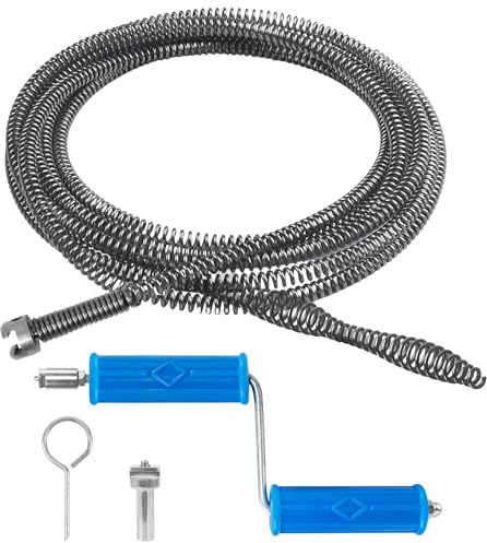 HNCY Cable Desatascador Tuberias, Muelle Desatascador Tuberias 1m × 10mm | Desatascador Tuberias Profesional con Adaptador Manual/Eléctrico,Alambre Desatascador Tuberia para Alcantarillado Cocina Baño