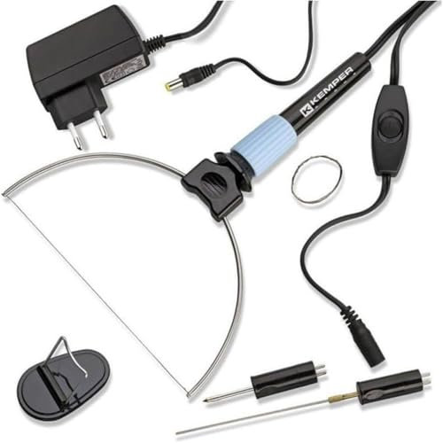 LoviStore Taglia Polistirolo a Filo Caldo Elettrico Professionale. Con Archetto per Sagomare, Lama Lunga per Tagliare, Lama Corta per Rifinire. Filo di Metallo di Ricambio Incluso