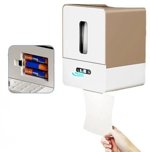 Distributeur de serviettes en papier intelligent sans contact, distributeur automatique avec détecteur de mouvement électrique amélioré avec veilleuse, 3 niveaux de distribution réglables, étanche,