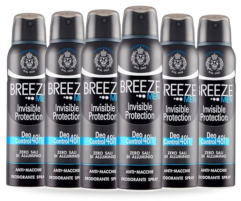 BREEZE | Deodorante Spray Invisible Protection, Breeze Men, 6x150 ml