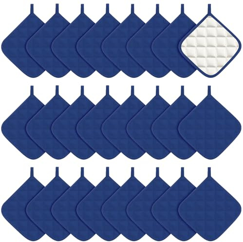 Bokon 24 presine in cotone per cucina, resistenti al calore, per artigianato, multicolore, quadrati, guanti da forno con passanti per appendere, sottopentola per cucinare e cuocere, 17,8 x 17,8 cm