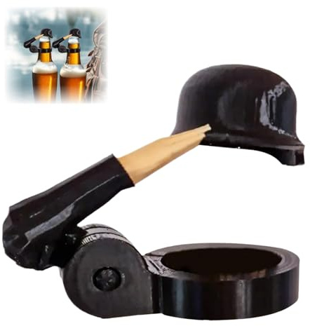 Bierflaschenhelm mit Soldatengruß - 1 Stück Interessant Bierflaschenverschluss, Bier Helm, Staubdicht Bierhelm, Lustige Hüte für Bierflaschen, Bierflaschen Helm (Schwarz)