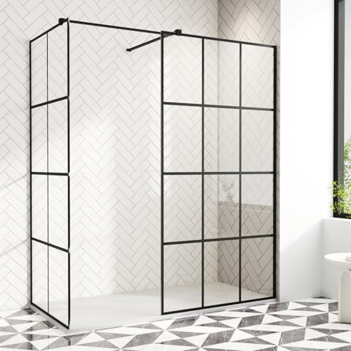 Cabine de douche à l'italienne – Porte de douche de 1900 mm de haut en verre trempé de 8 mm, facile à nettoyer, panneau de douche de 1000 + 800 mm avec barre de support pour salles de bains modernes
