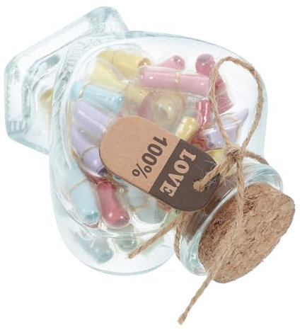 COLLBATH Bouteilles à Souhaits Verre Miniature Décoratives Forme De Cœur Avec Couvercle Pour Messages Amitié Et Anniversaire
