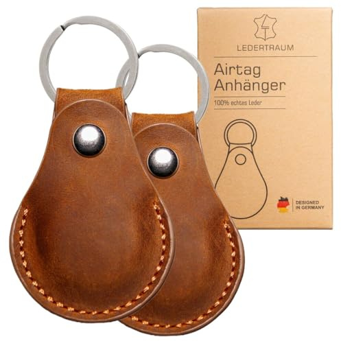 Lot de 2 porte-clés en cuir véritable pour LEDERTRAUM Airtag (marron + marron)