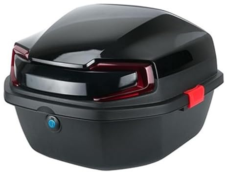 Aptliton Motorcycle Top Box, 34 L Universal Waterproof Dustproof Motorbike Top Case, to-p Box for Motorcycle Trunk with Lock for Storage Helmet, Motor-Cycle Back Bo-x (Black)