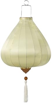Lanterna di Seta Orientale, Lanterna di Seta di Colore Solido Farol Lanterna Cinese Ovale appesa Lanterna Orientale Tradizionale(Beige,16 inch)