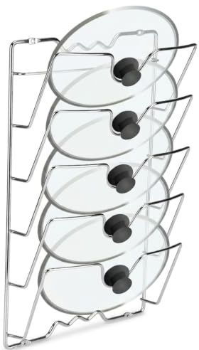 ZenithAur 5 - Tier Pot Lid Rack, Wall Mounted Kitchen Cookware Organizer Rack for Pan Lids, Pots & Pans, Cabinet Door Storage Solution