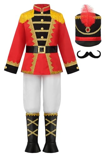 ReliBeauty Costume Casse-Noisette pour Garçons, Uniforme Soldat de Plomb avec Chapeau et Jambières