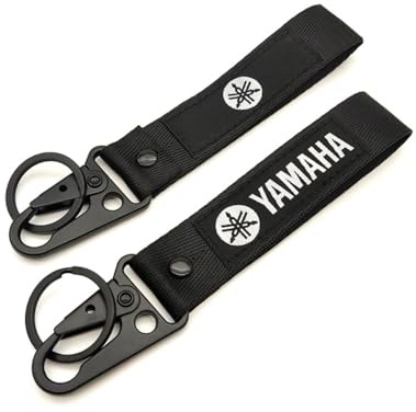 Motorrad Polyester Stickerei Schlüsselring Anhänger für Yamaha Personalisierte Schlüsselanhänger Individuelle Schlüsselringe Schlüsselbänder, Schlüsselring Zubehör,Black-A