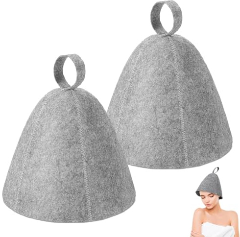YUVKIN 2 Pezzi Cappello da Sauna e Doccia in Feltro per Donna e Uomo (Grigio)