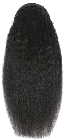 Ponytail Extension Yaki Kinky raka hårförlängningar med dragsko för kvinnor, brasiliansk clip-in-afro-remy-hårdelar, hårdelar för hästsvansar (26 tum)