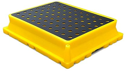 Auffangwanne für Fässer, stapelbare, auslaufsichere Auffangwanne für industrielle Ölfässer, abnehmbare, rutschfeste Polyethylen-Plattform mit Abfluss für die Garagenlagerung (Gelb, 1 Stück, 20,9 cm)