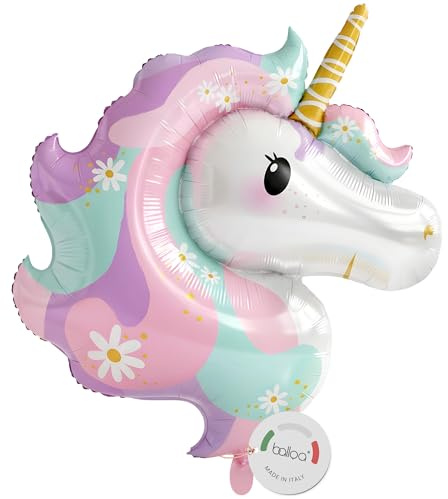 balloa Folienballon XXL Einhorn Rosa, Helium Ballon Partydeko, Luftballon Kindergeburtstag, Geschenk zum Mädchengeburtstag, Party Deko Einhornballon für Party und Kinderfeier, 82cm