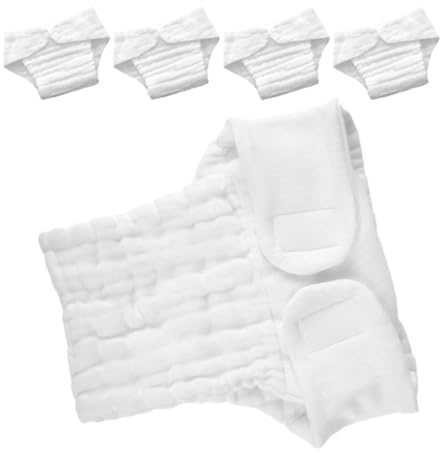 DECORNIJIA 5 Pezzi Pannolini di Cotone Riutilizzabili Assorbenti per Ragazzo Ragazza, Morbidi e Traspiranti, Taglia l Bianco, per Viaggi e Sonno