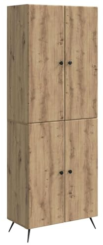 mtlskopl Schrankset 2-teilig Artisan-Eiche Wohnzimmerschrank und Wandregal aus Holzwerkstoff, Set mit 4 Türen und 4 Böden, Modernes Möbelset für Wohnzimmer und Home-Office