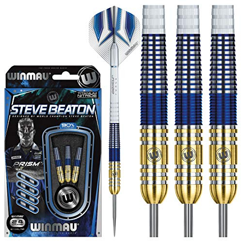 WINMAU Steve Beaton 24 Gram Profi Wolfram Steeltip Dartpfeile Set mit Flights und Schäfte