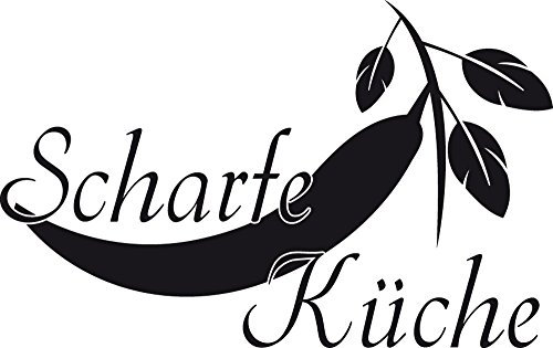 GRAZDesign Türaufkleber Küche Scharfe Küche mit Chilischote | Größe 57x36cm Aufkleber Küchenaufkleber schwarz - 070 schwarz