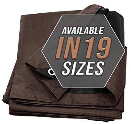 Tarp Cover Brown/Black Heavy Duty 9'X12' Thick Material, Waterproof, Great for Tarpaulin Canopy Tent, Boat, RV Or Pool Cover (9X12 Heavy Duty Poly Tarp Brown/Black)