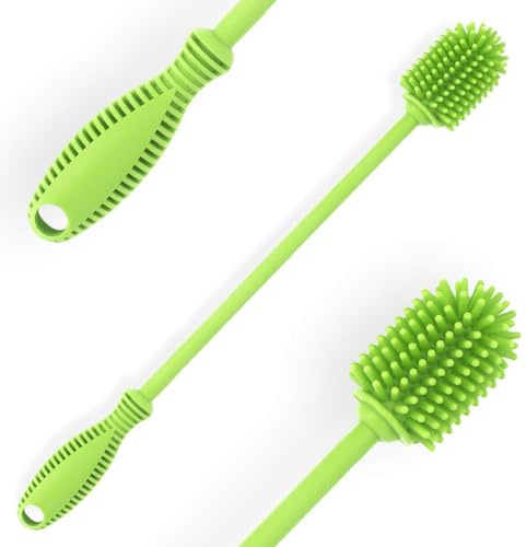 Flaschenbürste Silikon Baby,31cm Flaschen Flaschenreiniger Brush (Qty 1) | Grün, langer Griff, für Babyflaschen, Trinkflaschen, Sportflaschen, Vasen, Glaswaren, für Flaschen mit Kleiner Durchmesser